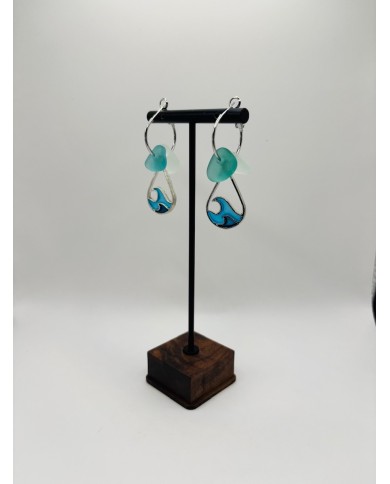 PENDIENTES ARTESANOS DE CRISTAL MARINO