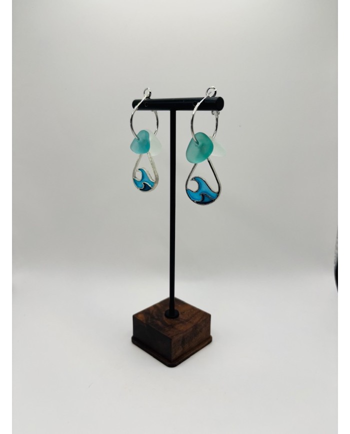 PENDIENTES ARTESANOS DE CRISTAL MARINO