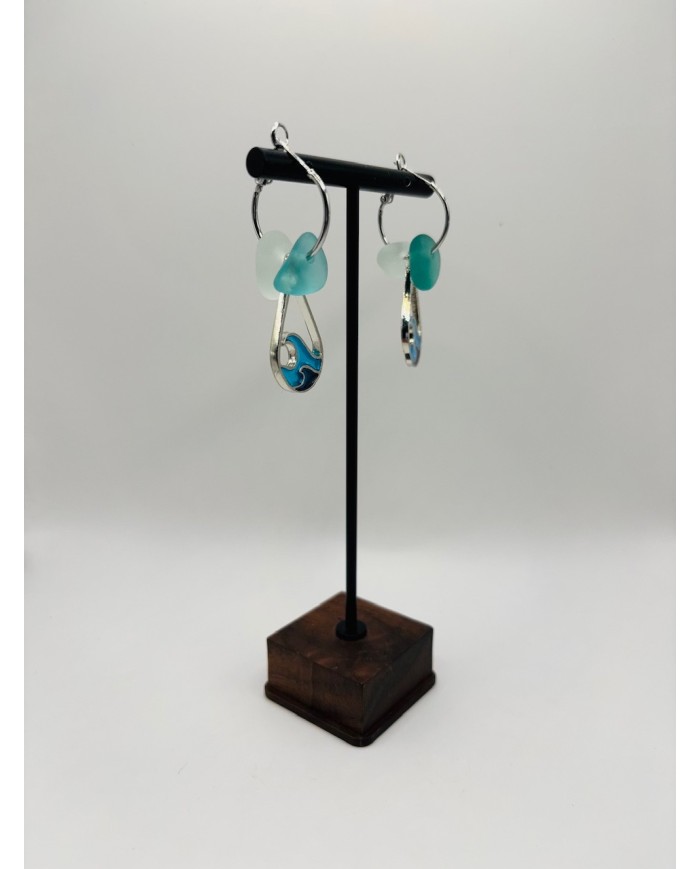 PENDIENTES ARTESANOS DE CRISTAL MARINO