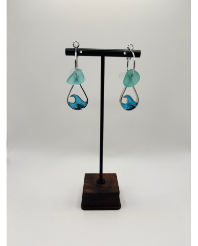 PENDIENTES ARTESANOS DE CRISTAL MARINO