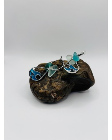 PENDIENTES ARTESANOS DE CRISTAL MARINO