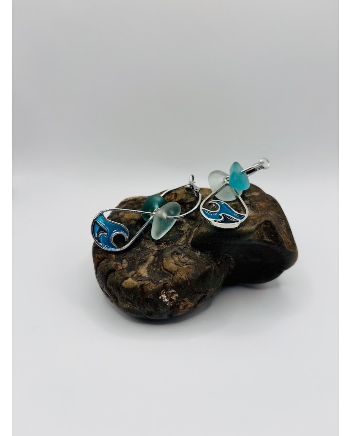 PENDIENTES ARTESANOS DE CRISTAL MARINO