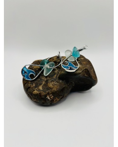 PENDIENTES ARTESANOS DE CRISTAL MARINO