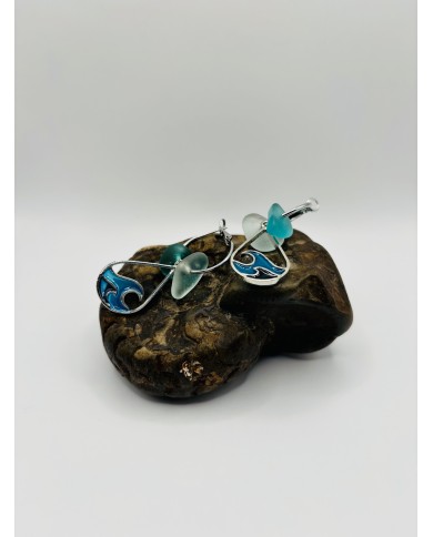 PENDIENTES ARTESANOS DE CRISTAL MARINO