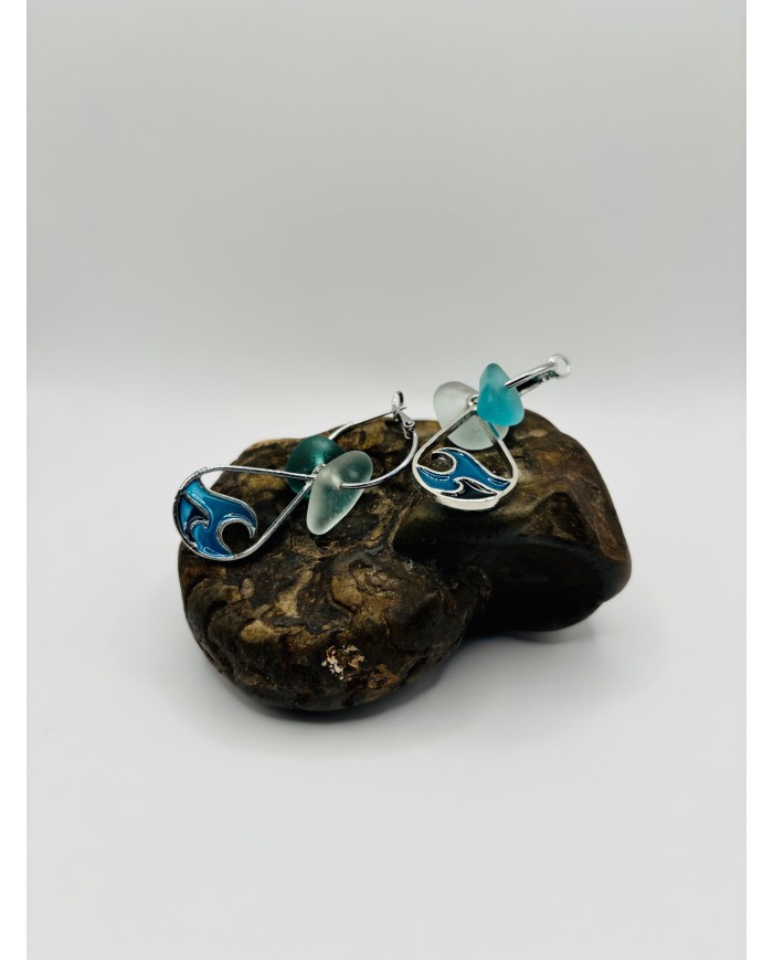 PENDIENTES ARTESANOS DE CRISTAL MARINO