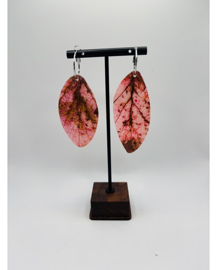 PENDIENTES ARTESANOS DE HOJA NATURAL ESQUELETIZADA