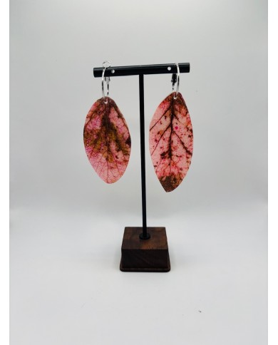 PENDIENTES ARTESANOS DE HOJA NATURAL ESQUELETIZADA