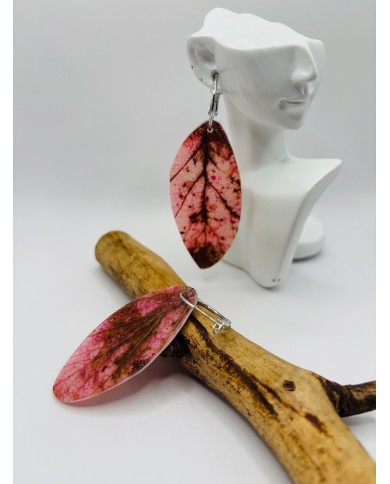 PENDIENTES ARTESANOS DE HOJA NATURAL ESQUELETIZADA