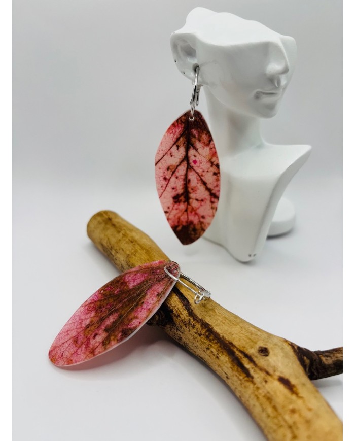 PENDIENTES ARTESANOS DE HOJA NATURAL ESQUELETIZADA