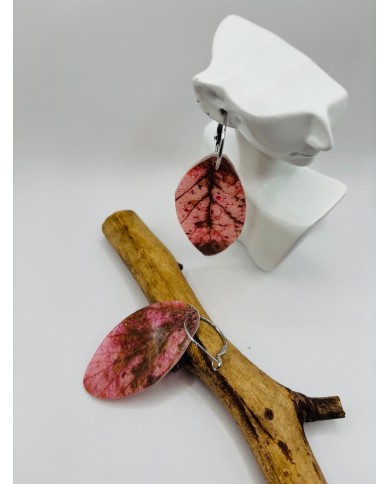 PENDIENTES ARTESANOS DE HOJA NATURAL ESQUELETIZADA