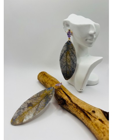 PENDIENTES ARTESANOS DE HOJA NATURAL