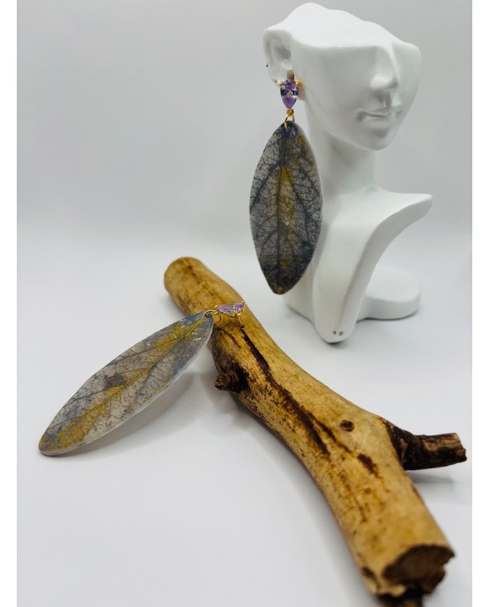 PENDIENTES ARTESANOS DE HOJA NATURAL