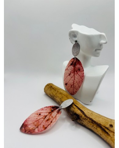 PENDIENTES ARTESANOS DE HOJA NATURAL ESQUELETIZADA