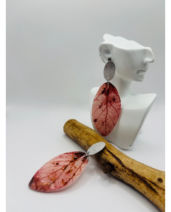 PENDIENTES ARTESANOS DE HOJA NATURAL ESQUELETIZADA