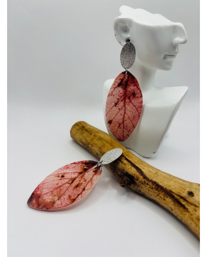 PENDIENTES ARTESANOS DE HOJA NATURAL ESQUELETIZADA