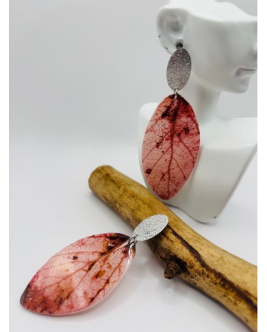 PENDIENTES ARTESANOS DE HOJA NATURAL ESQUELETIZADA