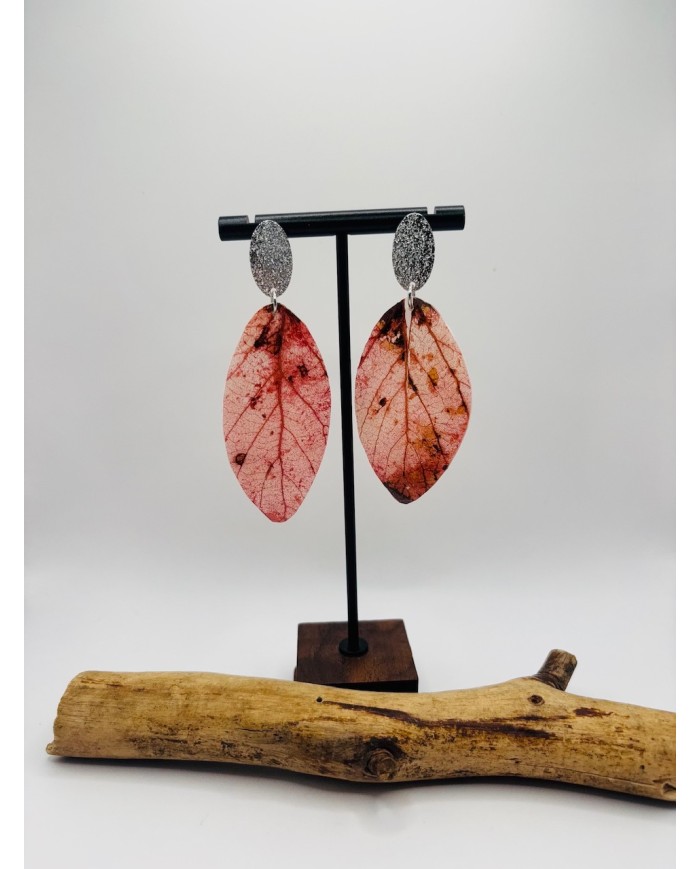 PENDIENTES ARTESANOS DE HOJA NATURAL ESQUELETIZADA