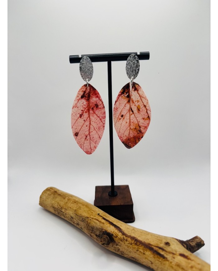 PENDIENTES ARTESANOS DE HOJA NATURAL ESQUELETIZADA