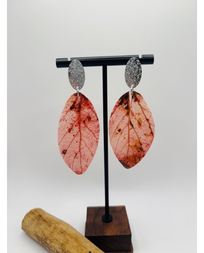 PENDIENTES ARTESANOS DE HOJA NATURAL ESQUELETIZADA