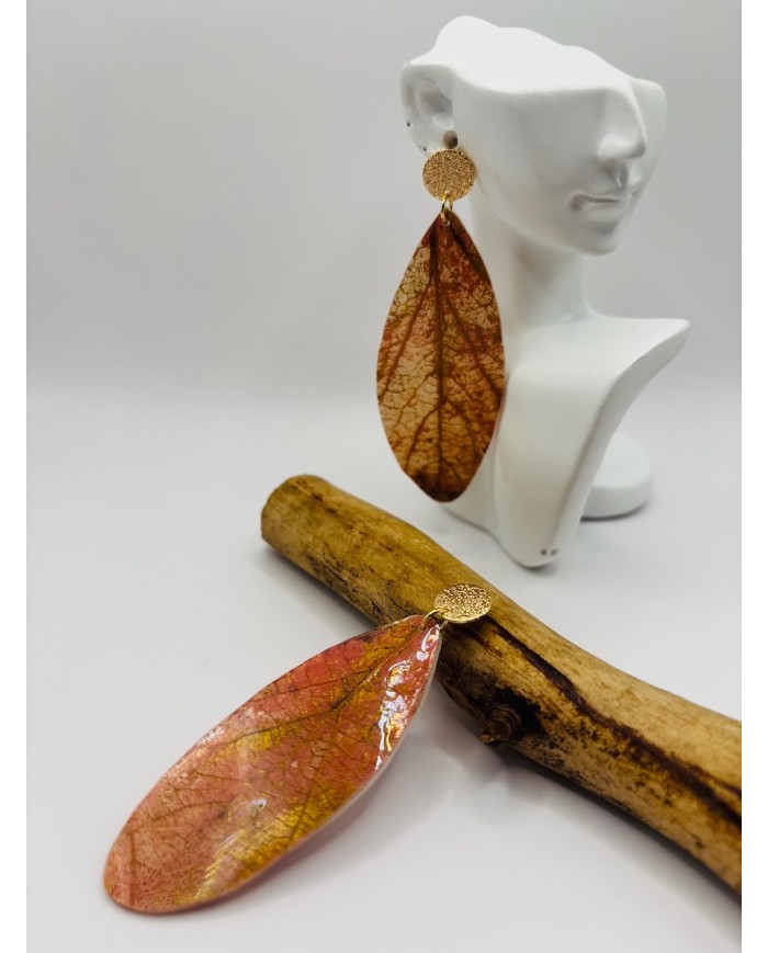 PENDIENTES ARTESANOS DE HOJA NATURAL