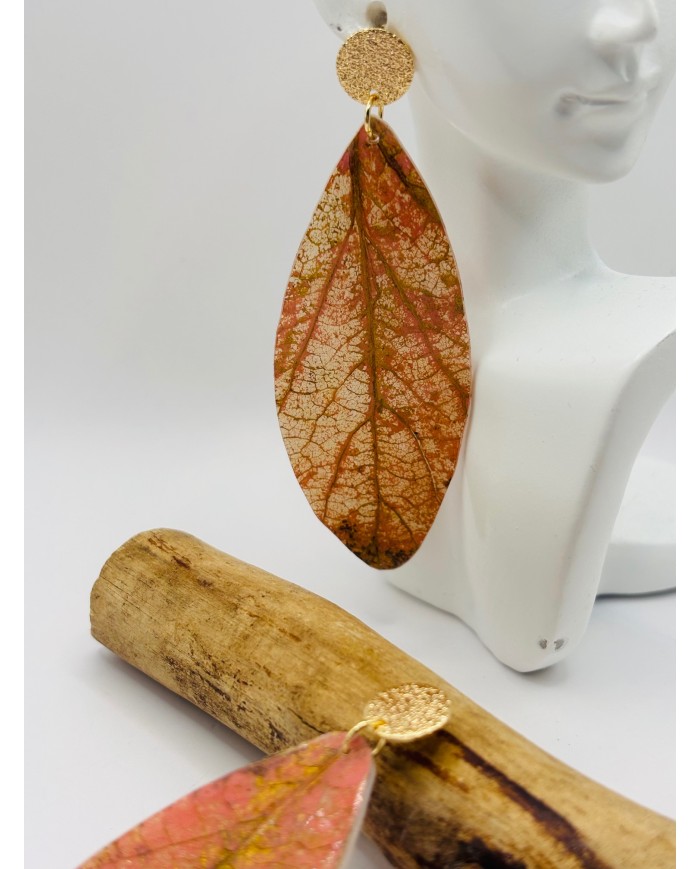 PENDIENTES ARTESANOS DE HOJA NATURAL