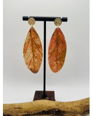 PENDIENTES ARTESANOS DE HOJA NATURAL ESQUELETIZADA