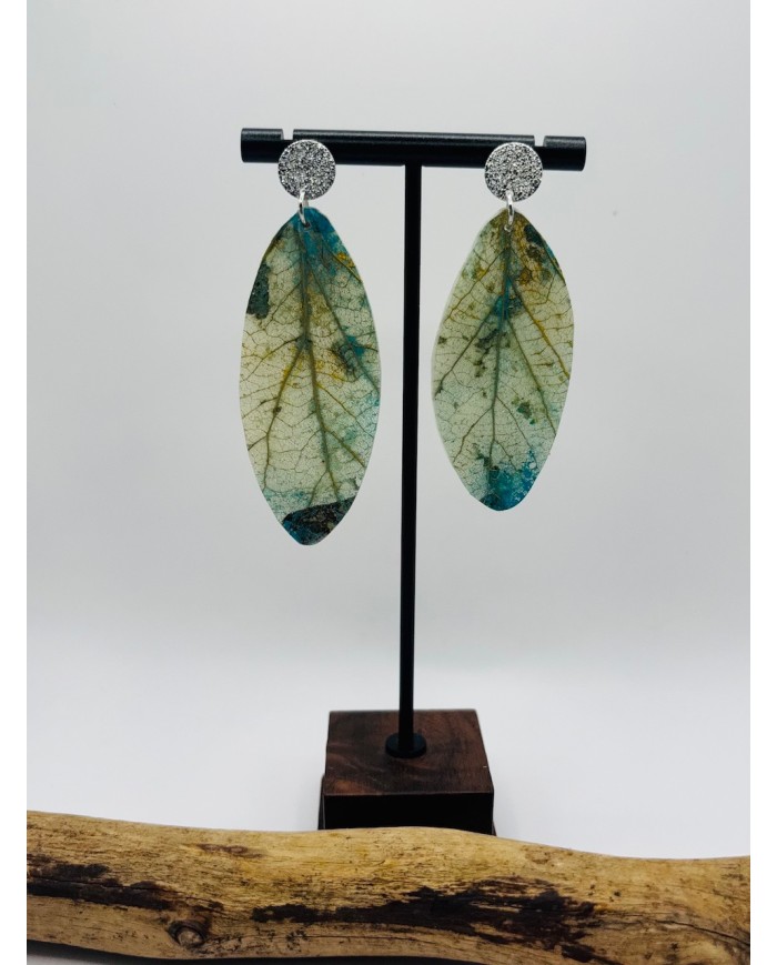 PENDIENTES ARTESANOS DE HOJA NATURAL ESQUELETIZADA