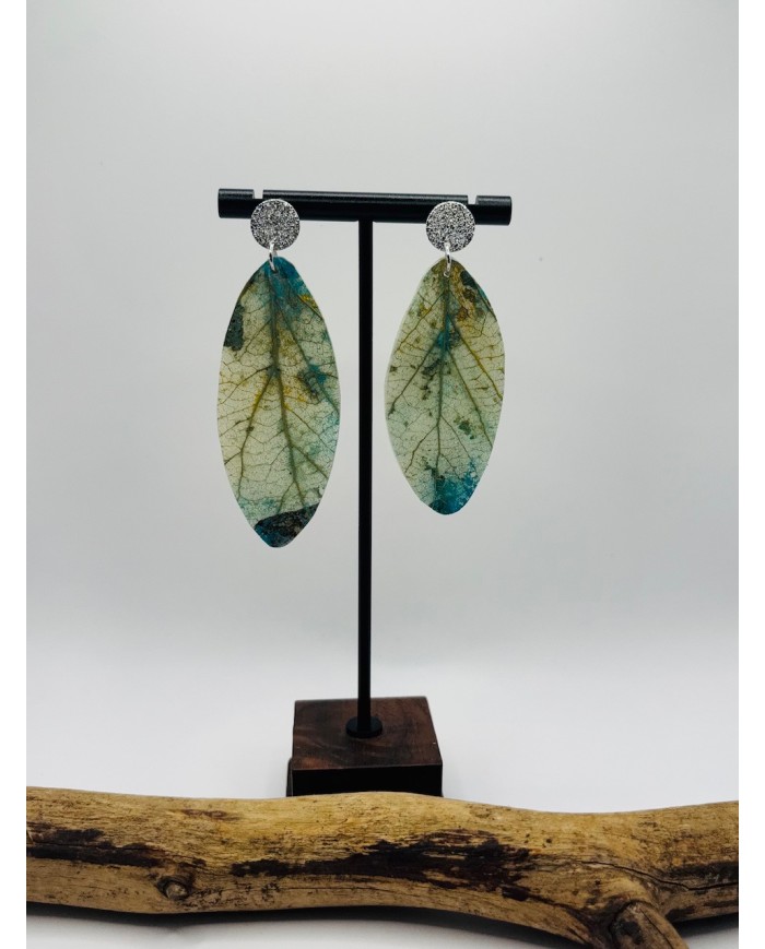 PENDIENTES ARTESANOS DE HOJA NATURAL ESQUELETIZADA