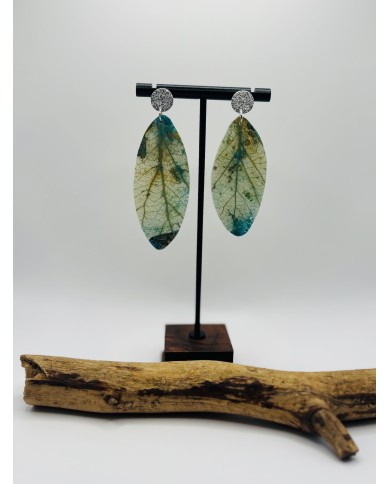 PENDIENTES ARTESANOS DE HOJA NATURAL ESQUELETIZADA