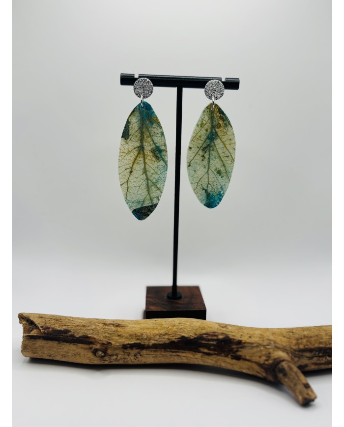 PENDIENTES ARTESANOS DE HOJA NATURAL ESQUELETIZADA