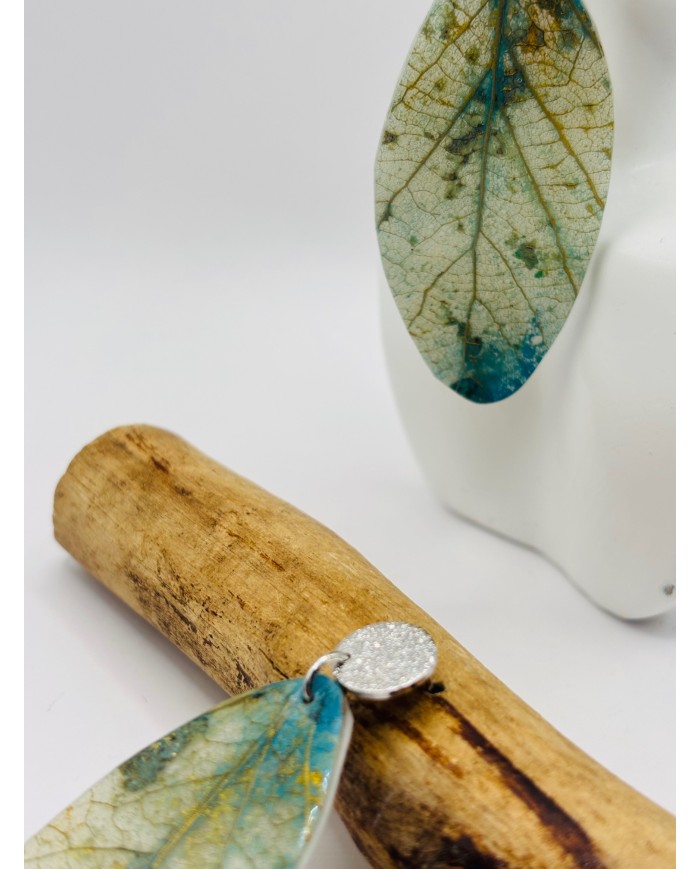 PENDIENTES ARTESANOS DE HOJA NATURAL ESQUELETIZADA