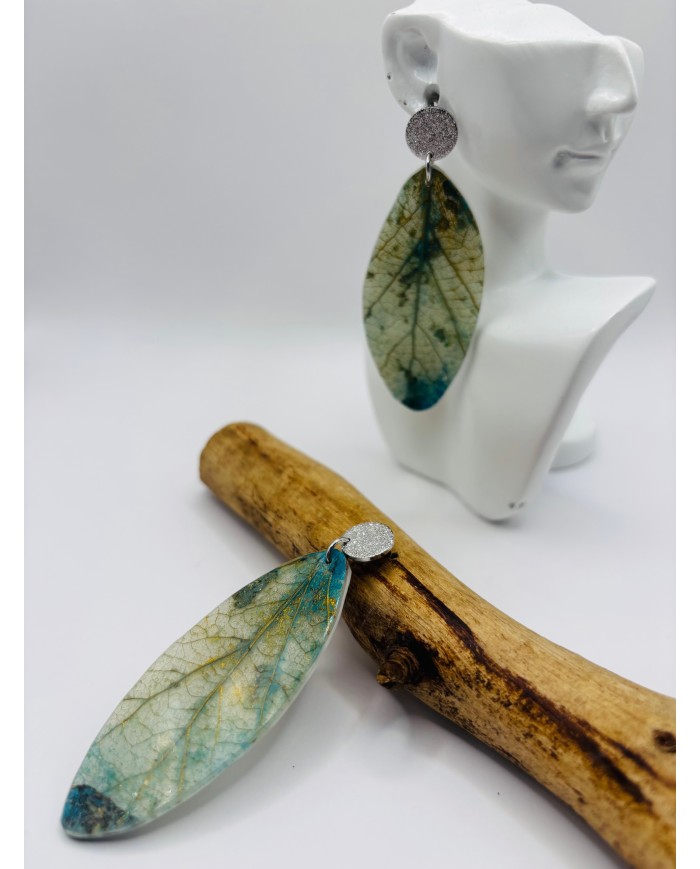 PENDIENTES ARTESANOS DE HOJA NATURAL ESQUELETIZADA
