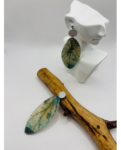PENDIENTES ARTESANOS DE HOJA NATURAL ESQUELETIZADA