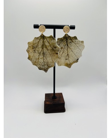 PENDIENTES ARTESANOS DE HOJA NATURAL ESQUELETIZADA