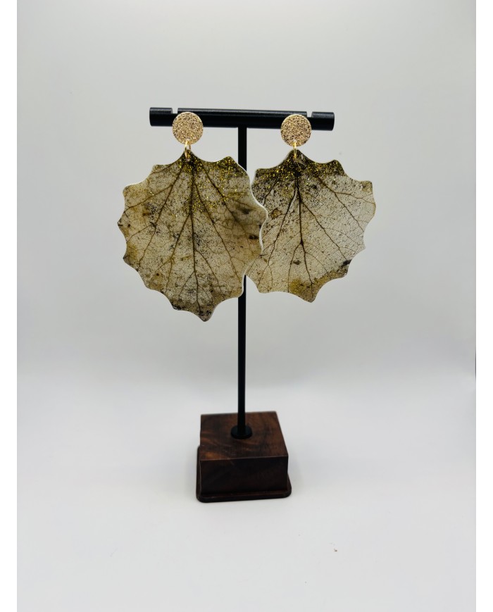 PENDIENTES ARTESANOS DE HOJA NATURAL ESQUELETIZADA