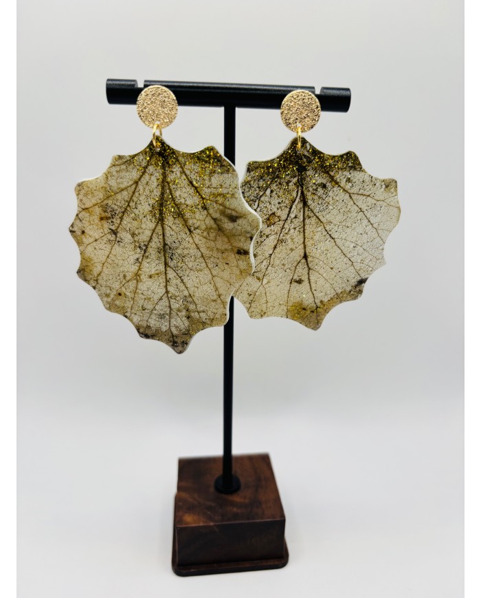 PENDIENTES ARTESANOS DE HOJA NATURAL ESQUELETIZADA