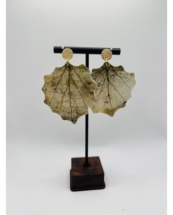 PENDIENTES ARTESANOS DE HOJA NATURAL ESQUELETIZADA