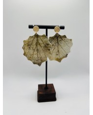PENDIENTES ARTESANOS DE HOJA NATURAL ESQUELETIZADA
