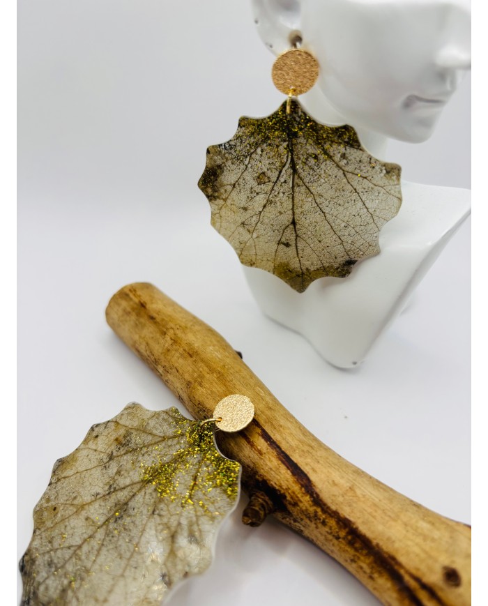 PENDIENTES ARTESANOS DE HOJA NATURAL ESQUELETIZADA