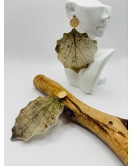 PENDIENTES ARTESANOS DE HOJA NATURAL ESQUELETIZADA