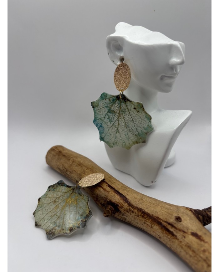 PENDIENTES ARTESANOS DE HOJA NATURAL