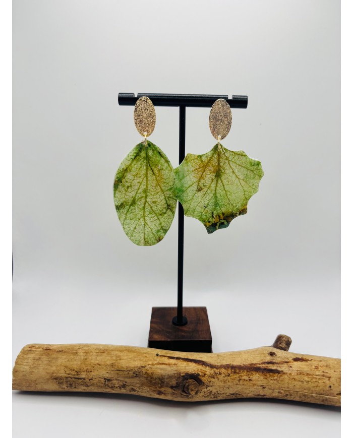PENDIENTES ARTESANOS DE HOJA NATURAL ESQUELETIZADA