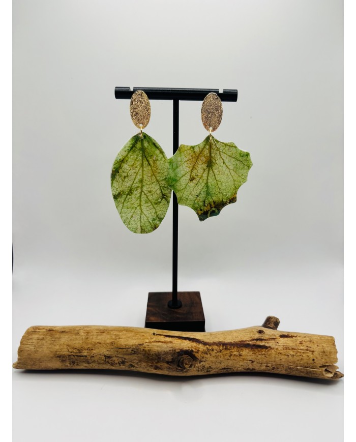 PENDIENTES ARTESANOS DE HOJA NATURAL ESQUELETIZADA