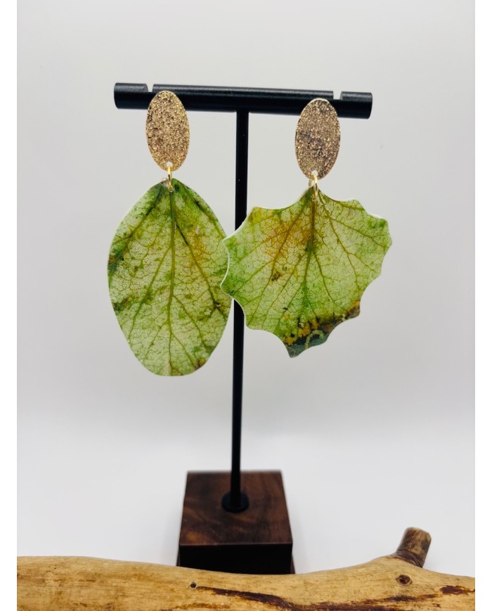 PENDIENTES ARTESANOS DE HOJA NATURAL ESQUELETIZADA