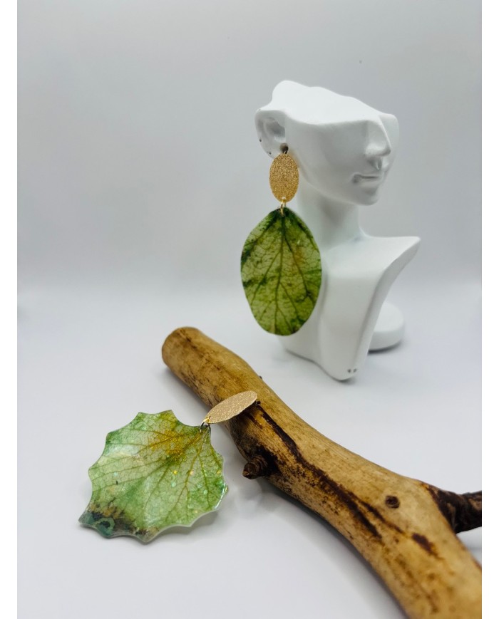 PENDIENTES ARTESANOS DE HOJA NATURAL ESQUELETIZADA