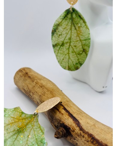 PENDIENTES ARTESANOS DE HOJA NATURAL ESQUELETIZADA