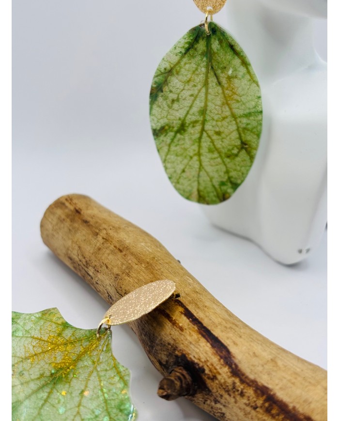 PENDIENTES ARTESANOS DE HOJA NATURAL ESQUELETIZADA