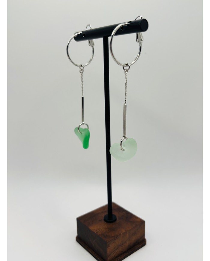 PENDIENTES ARTESANOS DE CRISTAL MARINO