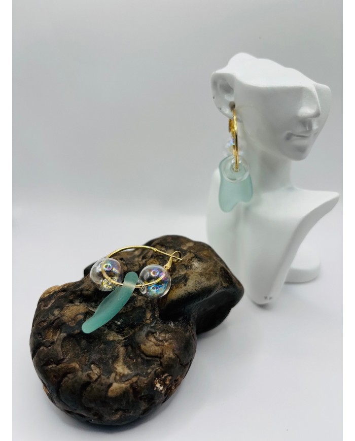 PENDIENTES ARTESANOS DE CRIASTAL MARINO O LÁGRIMAS DE SIRENA