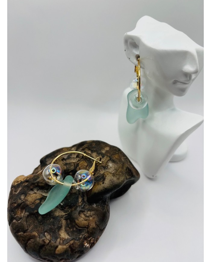 PENDIENTES ARTESANOS DE CRIASTAL MARINO O LÁGRIMAS DE SIRENA